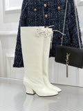 Jil Sander Lace-Up Block-Heel Boots (White)