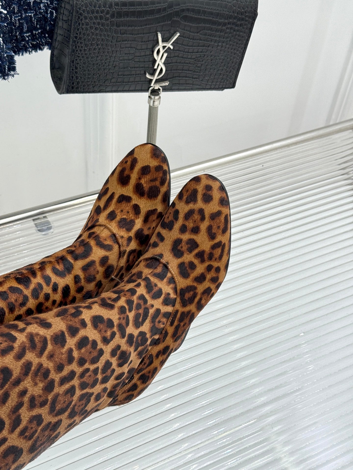 Jil Sander Lace-Up Block-Heel Boots (Leopard Print)