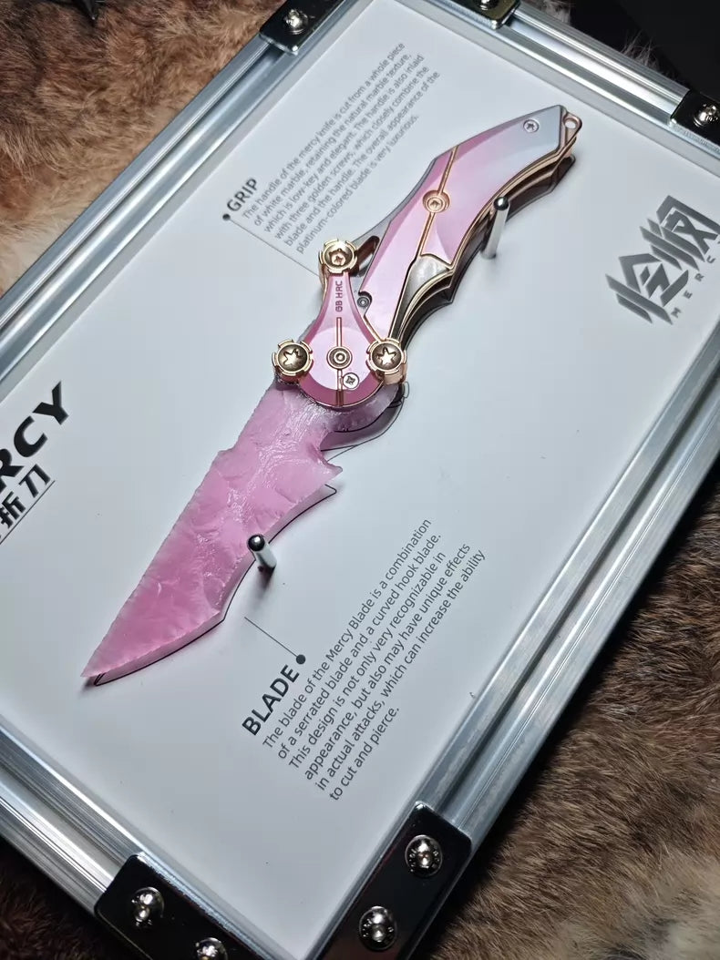 Blade of Mercy (Delta Ops): "Girly Pink" Knapped Stone & Pink Cat's Eye Opal Blade