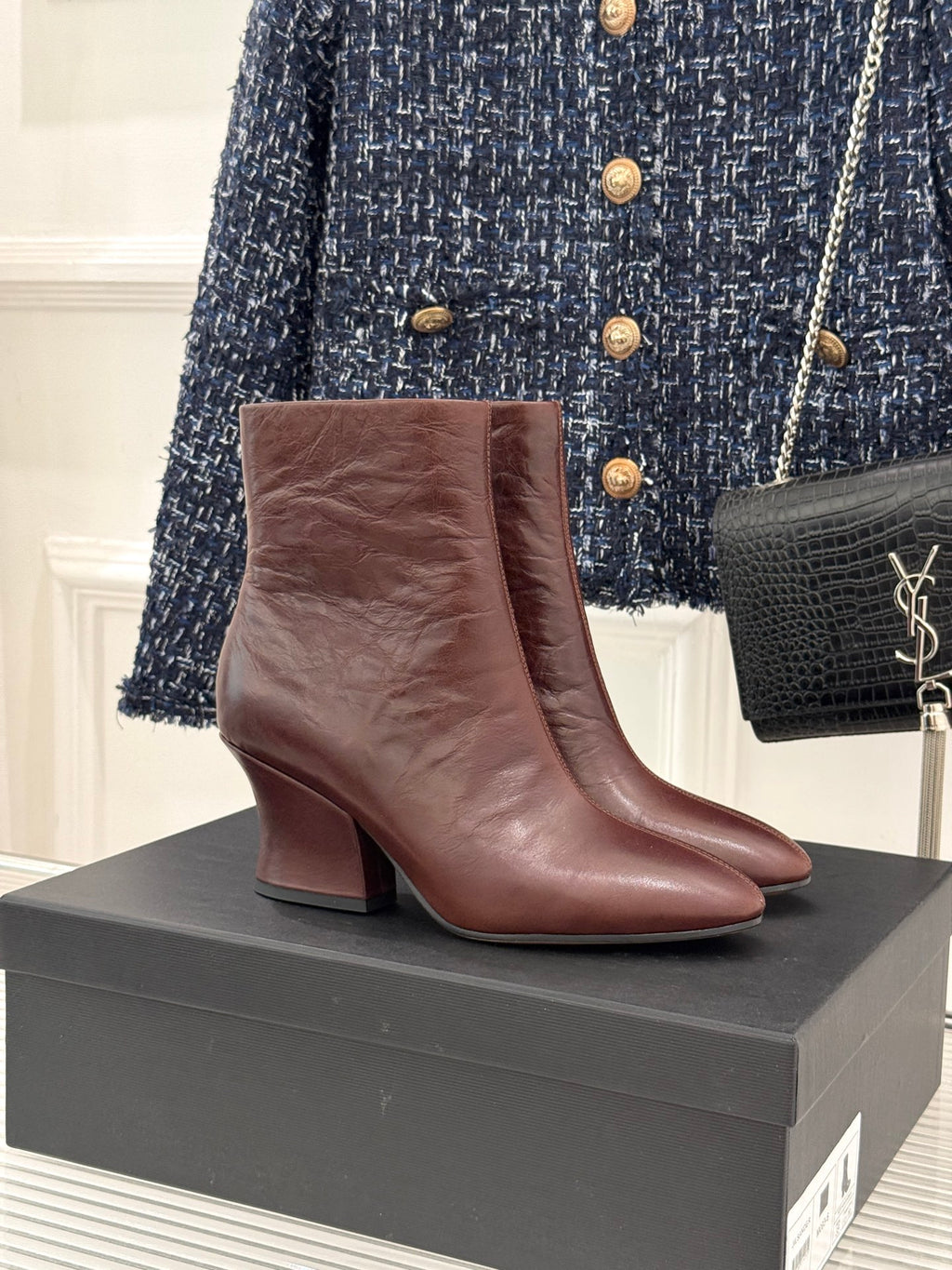 Jil Sander Lace-up Block-Heel Ankle Boots (Brown)
