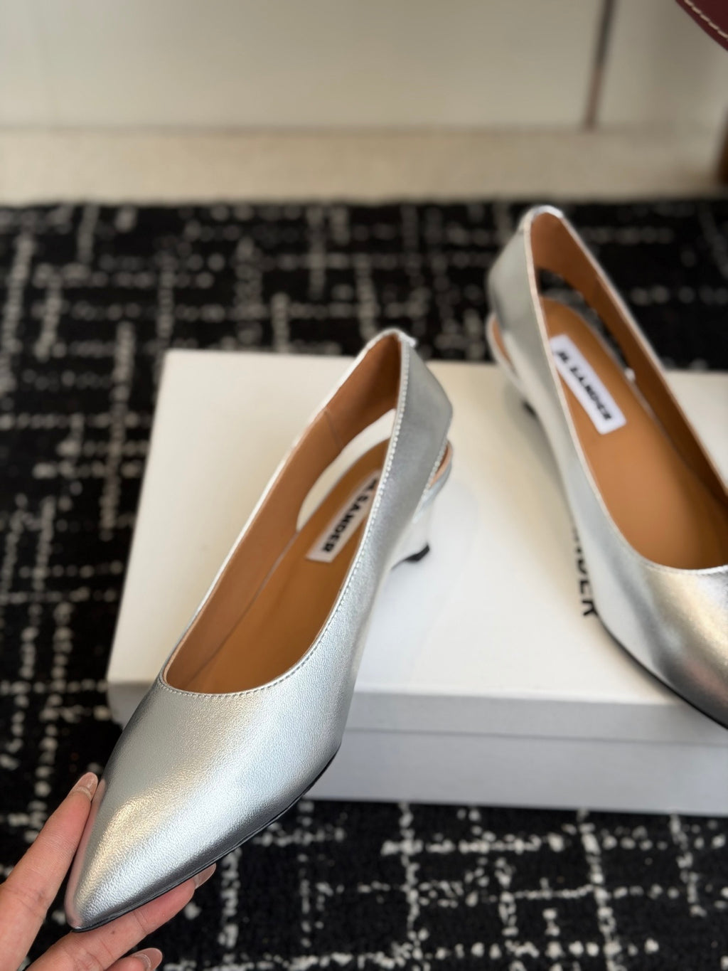 Jil Sander Low-Heeled Mule Sandals (Silver)