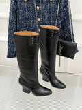 Jil Sander Lace-Up Block-Heel Boots (Black)