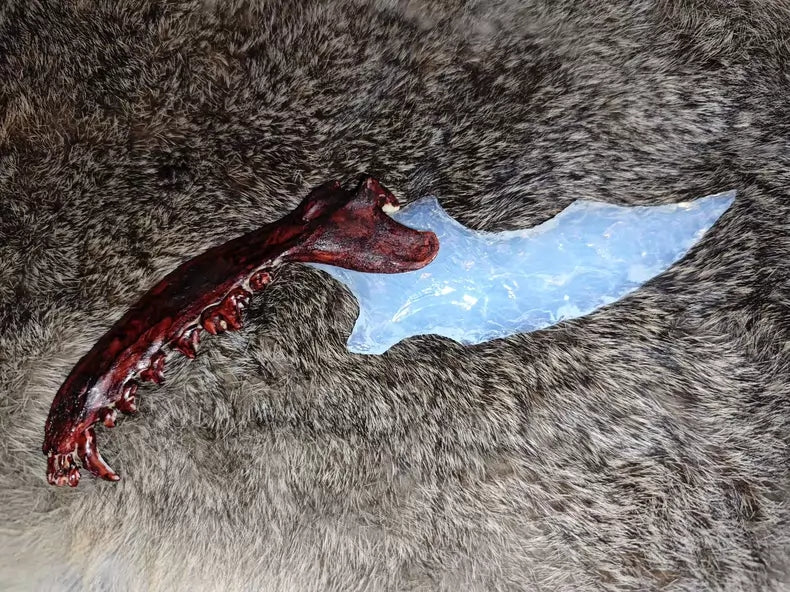 Knapped opal knife (small, uniquely shaped); knapped white opal knife; knapped white opal; opal knife; crystal knife; knapped stone tool.