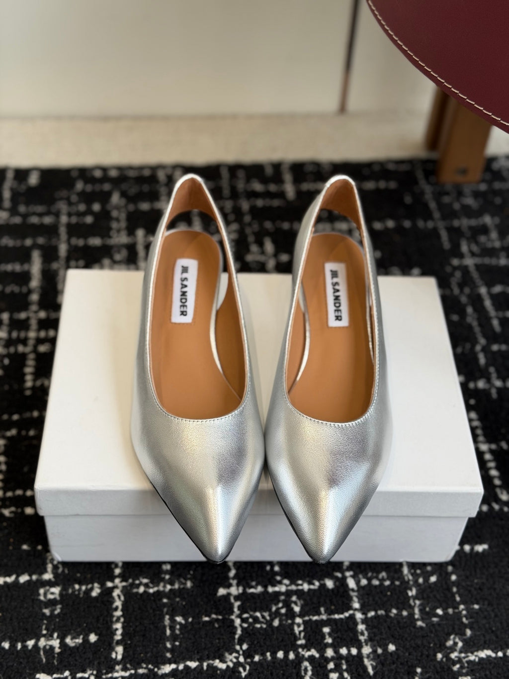 Jil Sander Low-Heeled Mule Sandals (Silver)